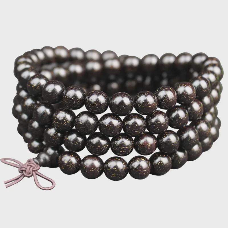 Pulseira de Sândalo Vermelho Zambiano com 108 Contas - Sândalo Vermelho Africano para Homens e Mulheres