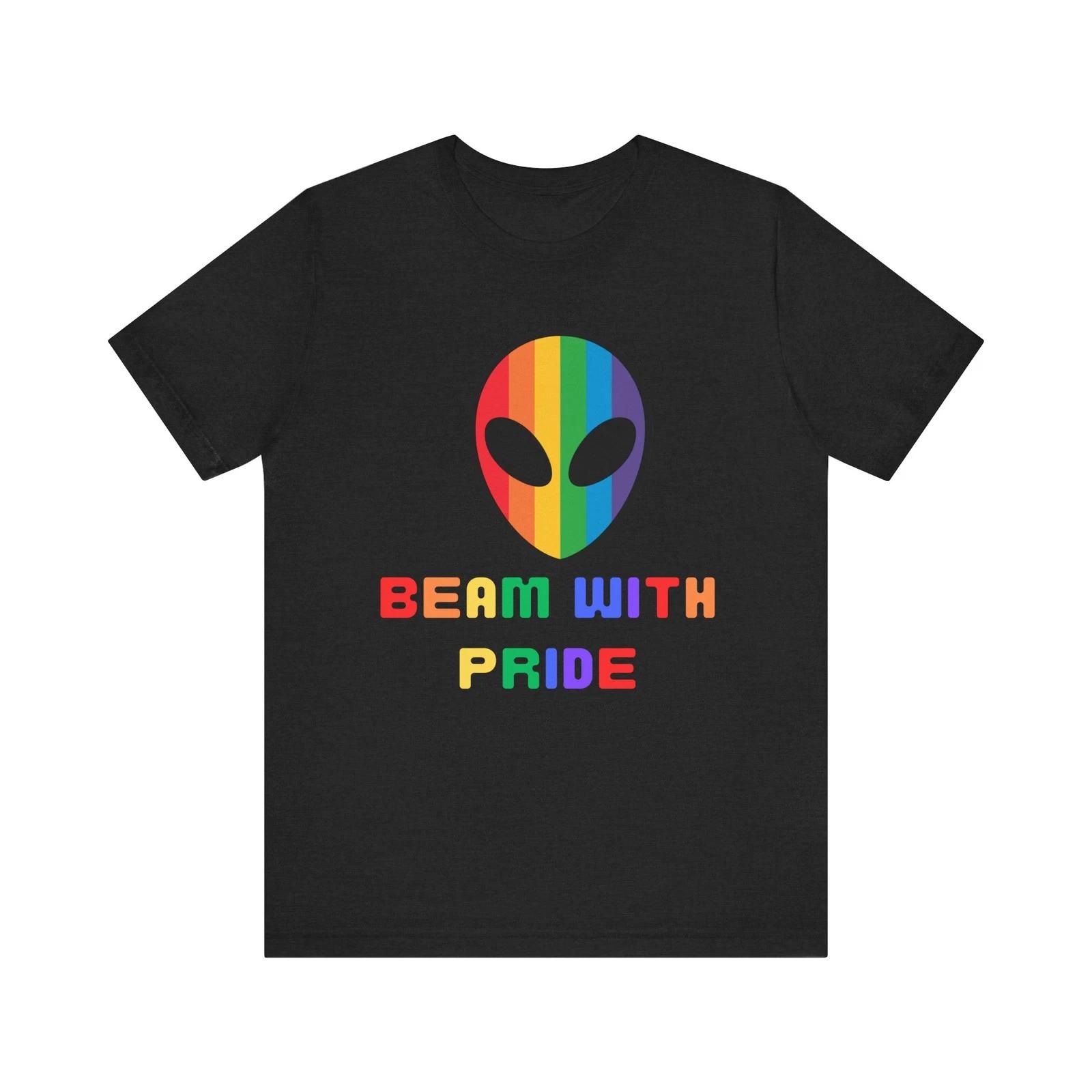 

Rainbow Alien Beam With Pride T-Shirt | Pride Unisex Tee L