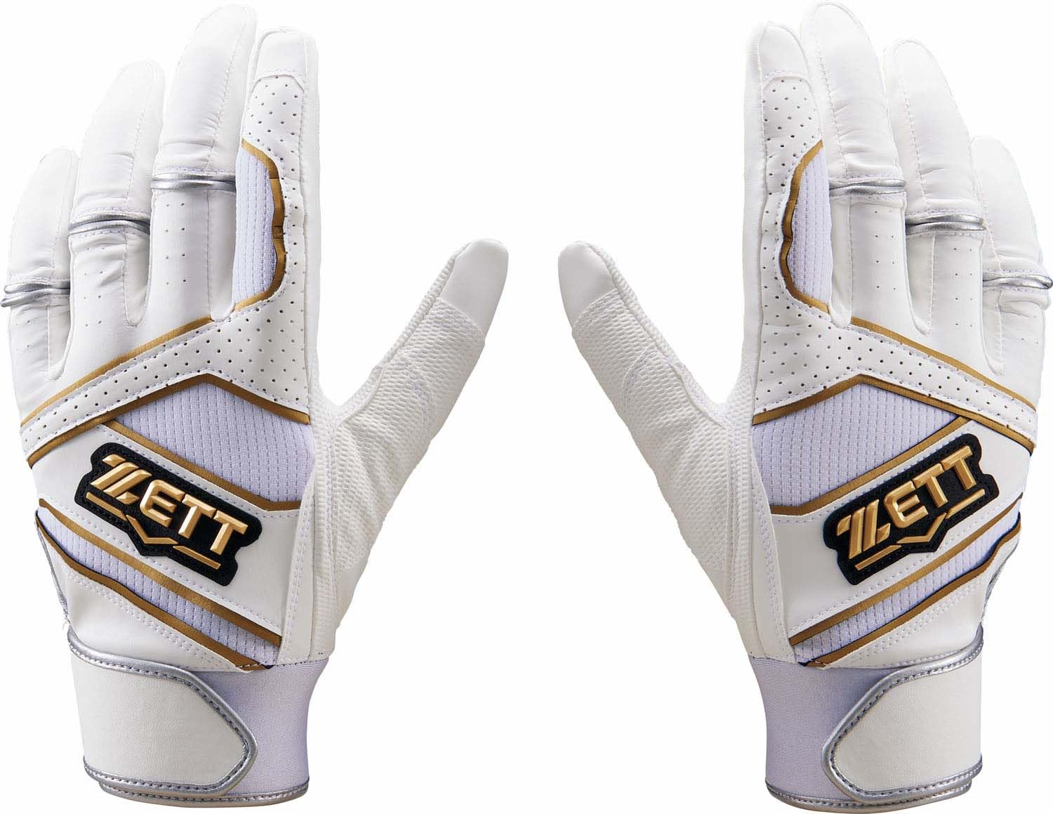

Перчатки ZETT для игры в биту для обеих рук, белые с золотом, S BG18012C (1182)