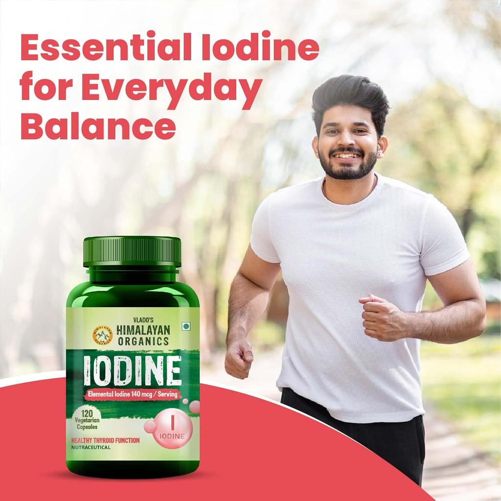 Vlado’s Himalayan Organics Iodine 140 Mcg Veg Capsules Daily Mineral Supplement For Metabolism Energy And Cellular Support