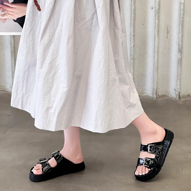 Beach half slippers women's outer wear summer new light non-slip breathable retro one-word buckle with cool slippers