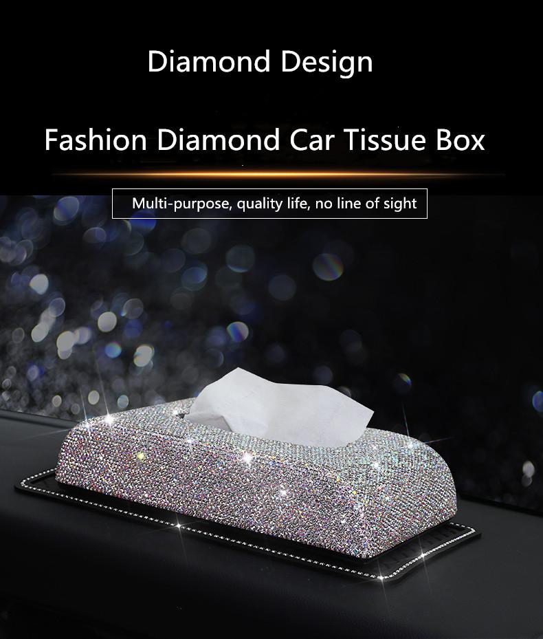 

Fashion Full Diamond Stars Tissue Box Shiny Bling Block Style Car Interior Decoration Car Tissue Bag For Auto Interior Ornament