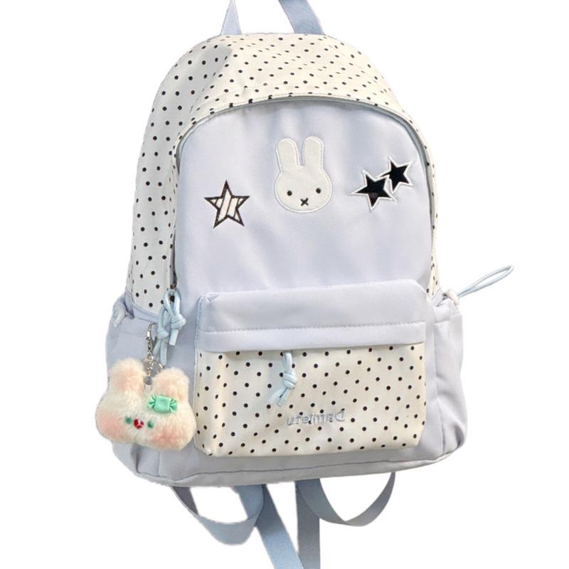 Schoolbag Korean Simple Cute Sweet Polka Dot Backpack High Value Campus Party Class Schoolbag Lightweight Backpack Tide