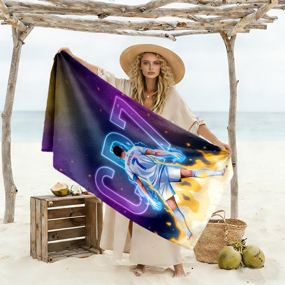 Cr7 Fußballlegende Strandtuch Superweich & Saugfähig Bequem Leicht Perfekt für Reisen Yoga Camping und Schwimmen
