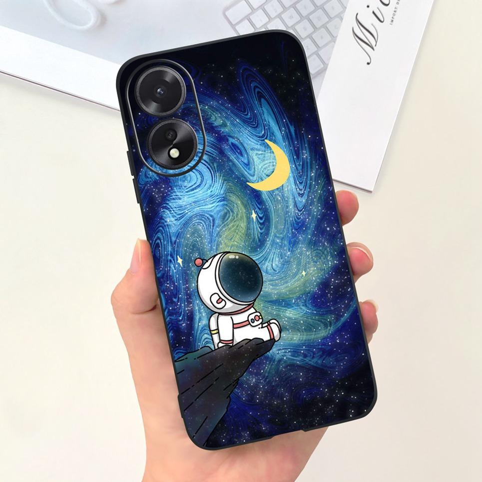 For OPPO A17 A17K Phone Case Flower Astronaut  Soft Silicone Matte Cover For Coque OPPOA17 OPPOA17K A 17 17K Fundas Shockproof