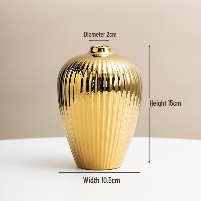 Jarrón de Cerámica Electrochapado en Oro - Estilo Nórdico para Decoración Moderna del Hogar
