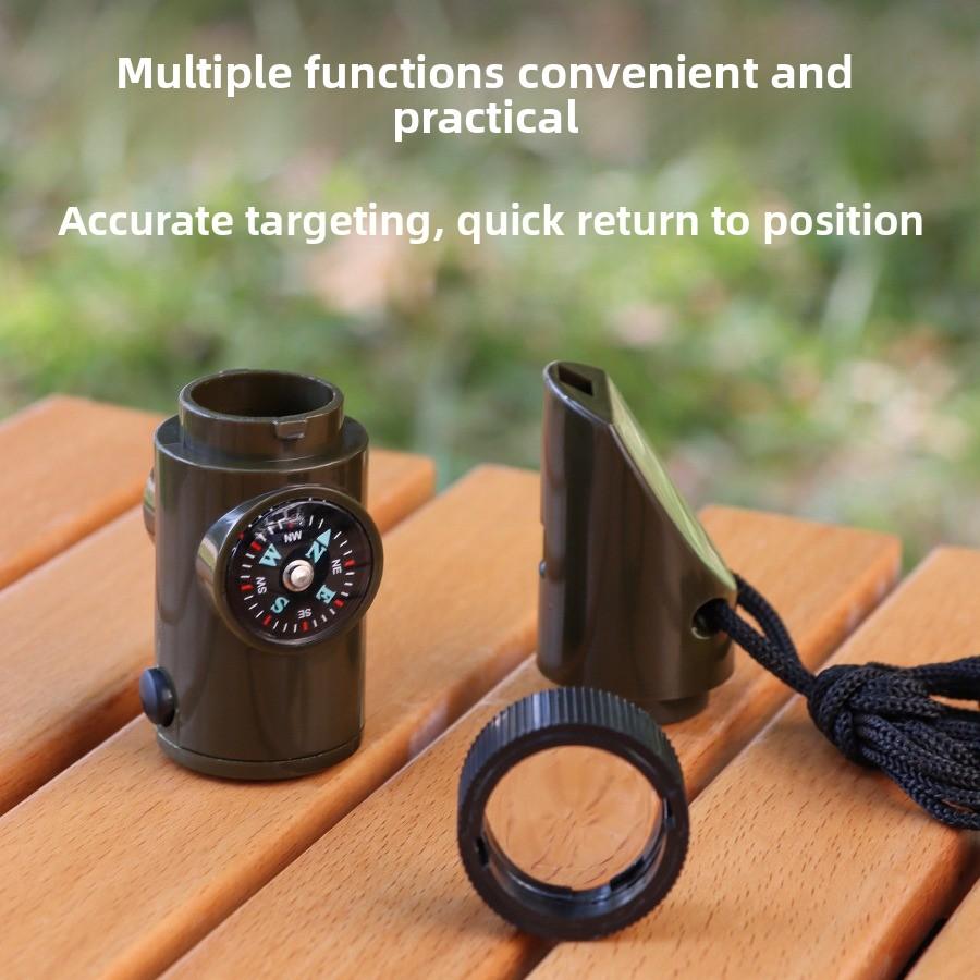 Outdoor Camping Seven-in-one Multi-functional Whistle ALICE Survival Whistle Life-saving Whistle with Flashlight Thermometer Compass