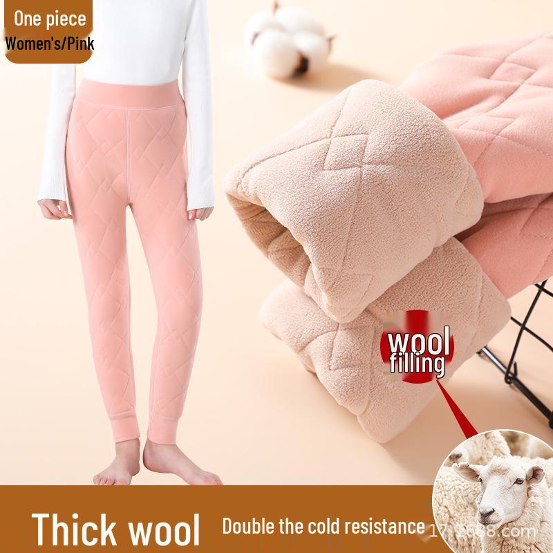 Girls' Winter Thermal Pants: Cotton Inner Layer, Fleece-Lined Wool, Perfect for School Uniforms, Sizes Small to Large.