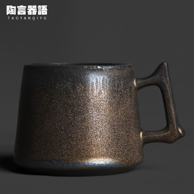 

260ml Kiln Fambe Black Gold Coffee Mug Retro Kitchen Cup Afternoon Tea Mug Office Water Cup Cafes Craft Decoration Collection As Your Choose