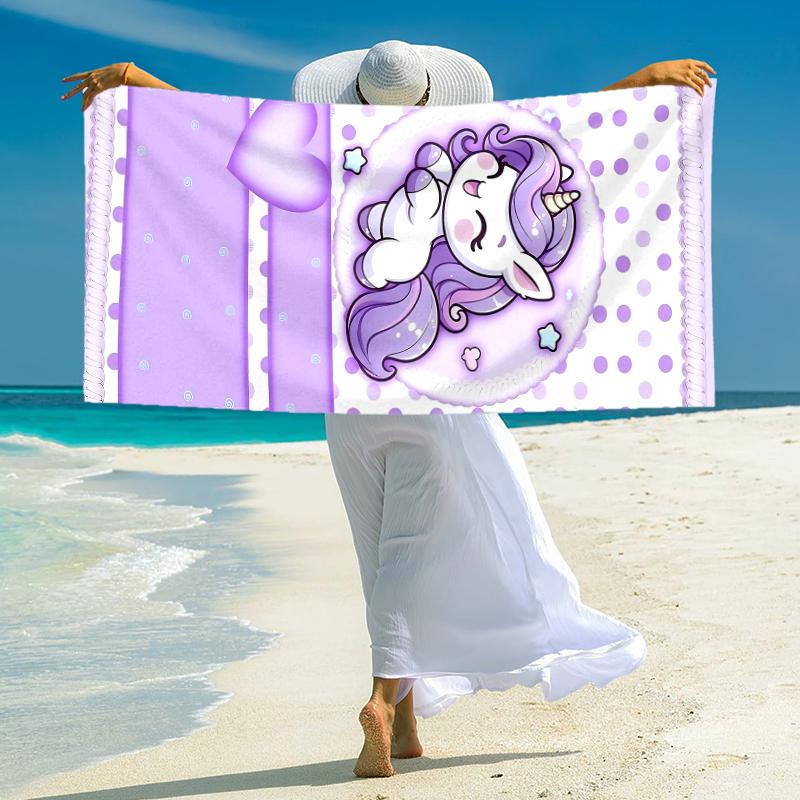 1Pc Purple Unicorn Dreams Beach Towel Microfiber Beach Towel Thin Absorbent For Beach Swimming Yoga Bath Sports 0917124