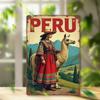 Vintage Peruvian Landscape with Lamas Metal Poster Wall Art Decor for Living Room