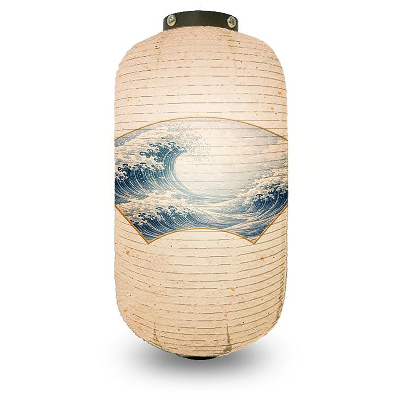 Japanese Style Ukiyo-e Traditional Sea Wave Printed Lantern Hanging Cloth Lantern Izakaya Restaurant Cuisine Wedding Party Decor