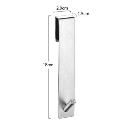 Stainless Steel Shower Door Back Hook Hole Free Anti-Slip Bathroom Long Hook Waterproof Over Glass Door Towel Rack