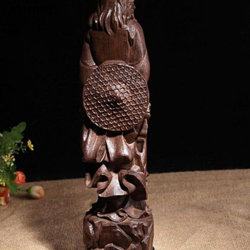 1 pc Wood carving of the statue of the founder of Dharma living room office bookshelf desktop Home furnishings Chinese Crafts