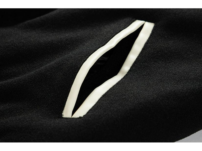 Men's Autumn/Winter Fashion Baseball Jacket - Wool & PU Sleeve Casual Outerwear