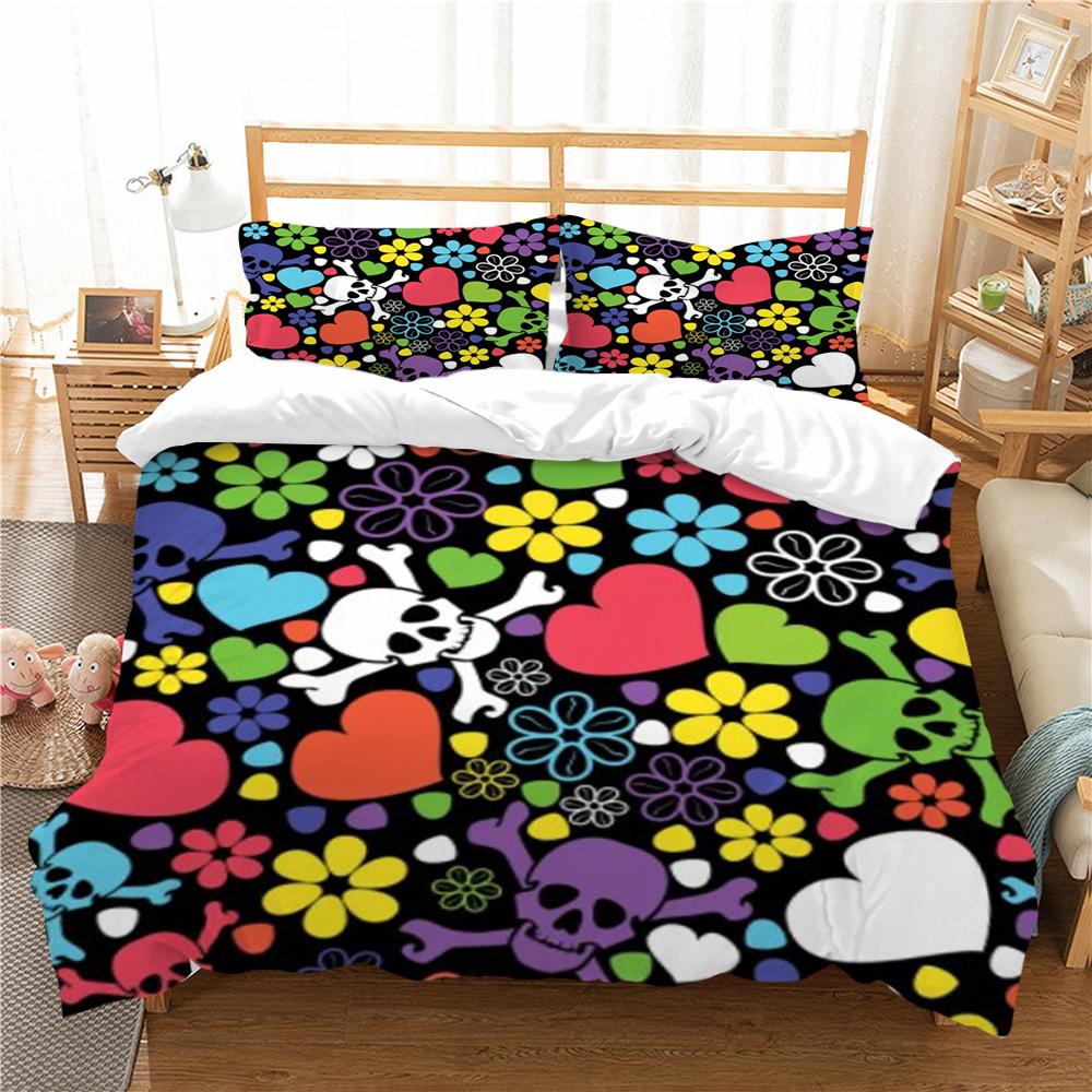Home Bed Clothes 3D Skull Printing Duvet Cover Set Superior Bedding Cover Suit Single Double Size Bed Set Polyester Pillowcase