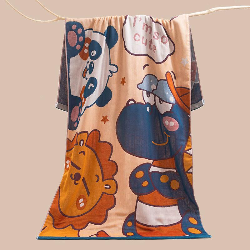 Cartoon Strawberry Cotton Big Towel for Bath for Kids Men Women Bathroom Luxury Five-layer Gauze Super Absorbent Towel 80×160CM