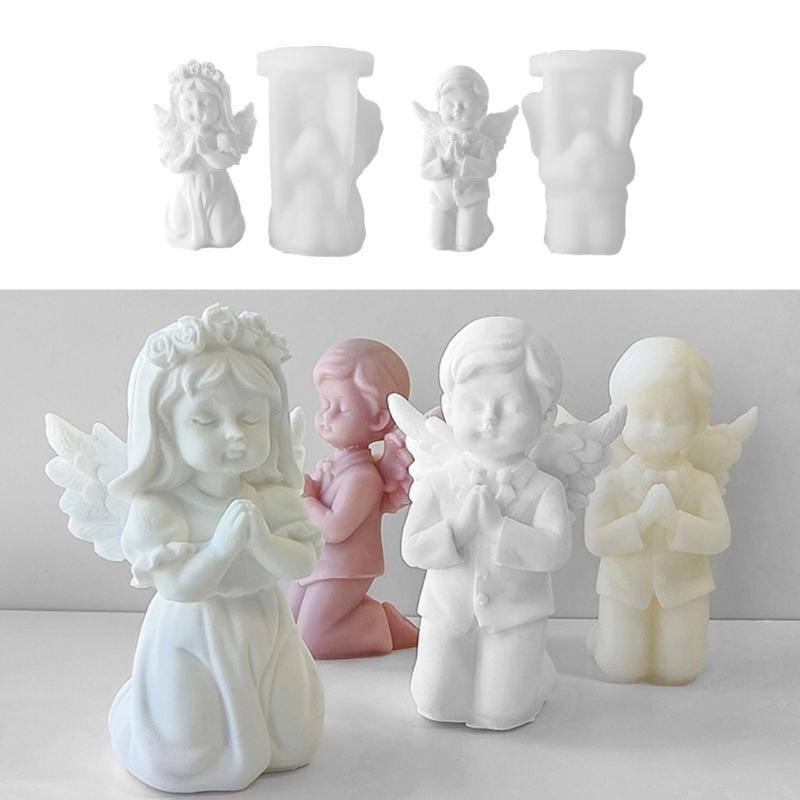 3D Prayer Angel Silicone Mold DIY Epoxy Resin Mold Plaster Cake Chocolate Mould Kitchen Baking Tool Decoration Crafts