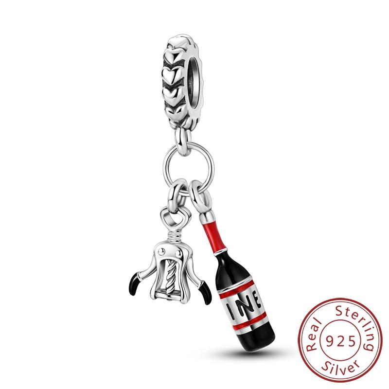 New Original 925 Sterling Silver Beads Charm Liquor Wine Series Clasp Pendant Fit Original Bracelet For Women DIY Jewelry Gift