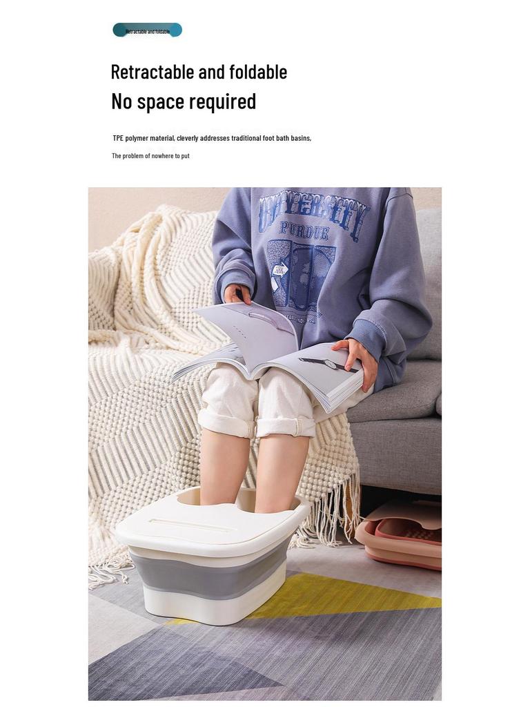 Zusammenklappbares Silikon-Fußbad mit Deckel - Tragbar, platzsparend, verdicktes Becken zum Einweichen und für Massage
