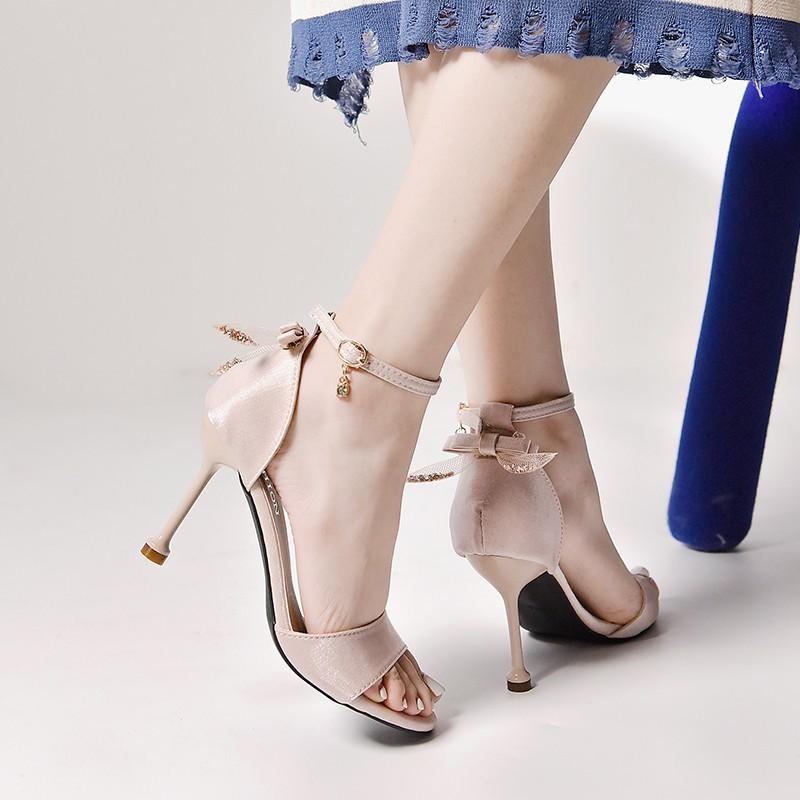 2025 new small high-heeled sandals women's summer thin-heeled waterproof table fairy wind word with temperament high heels