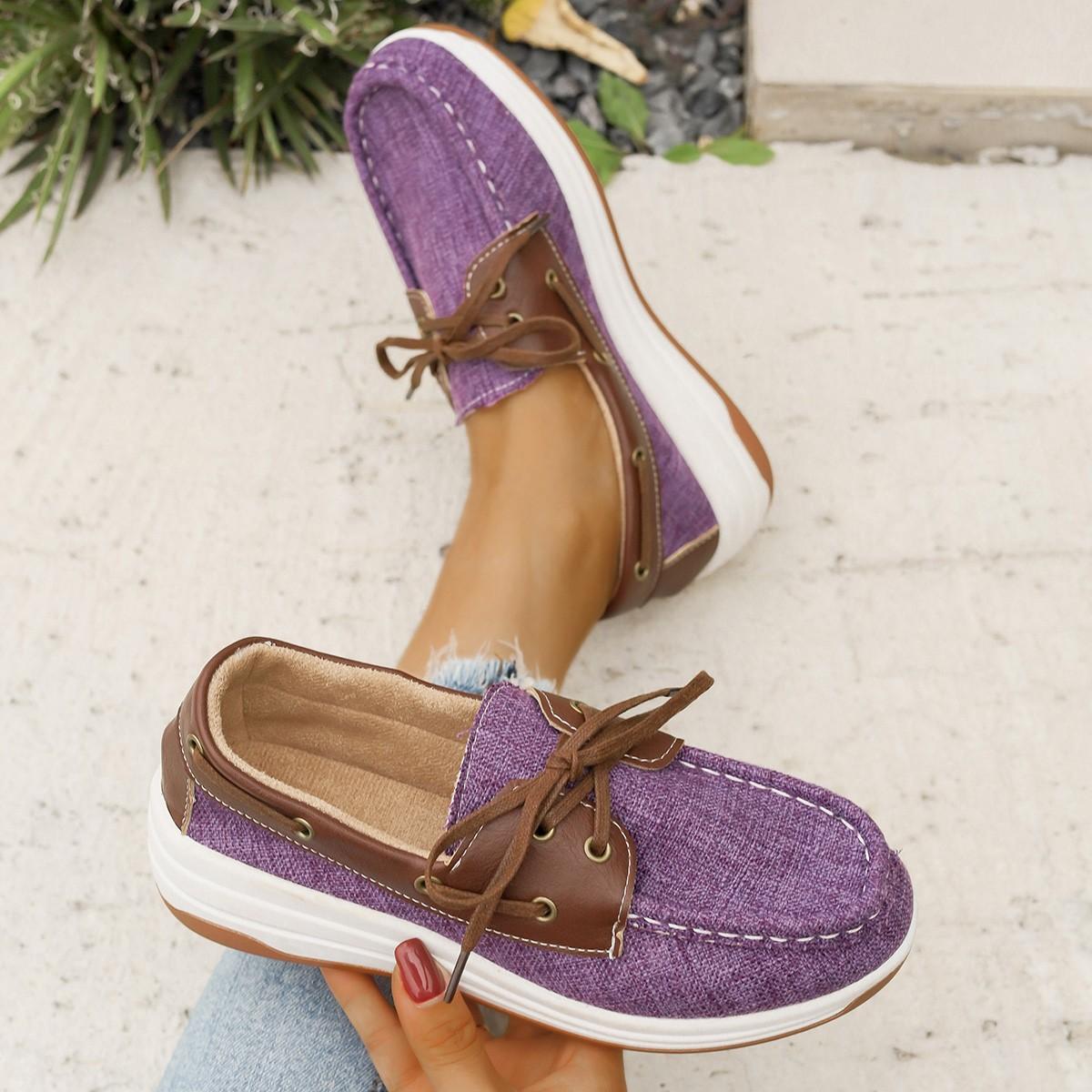 

Одиночные туфли 2024 года, осенне-зимняя женская обувь большого размера, новые повседневные туфли на толстой подошве с одной педалью в британском стиле на плоской подошве, модные 36 лавандовый