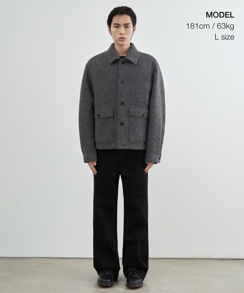 Musinsa Standard Wool Blend Jersey Oversized Out-Pocket Jacket [Medium Grey]