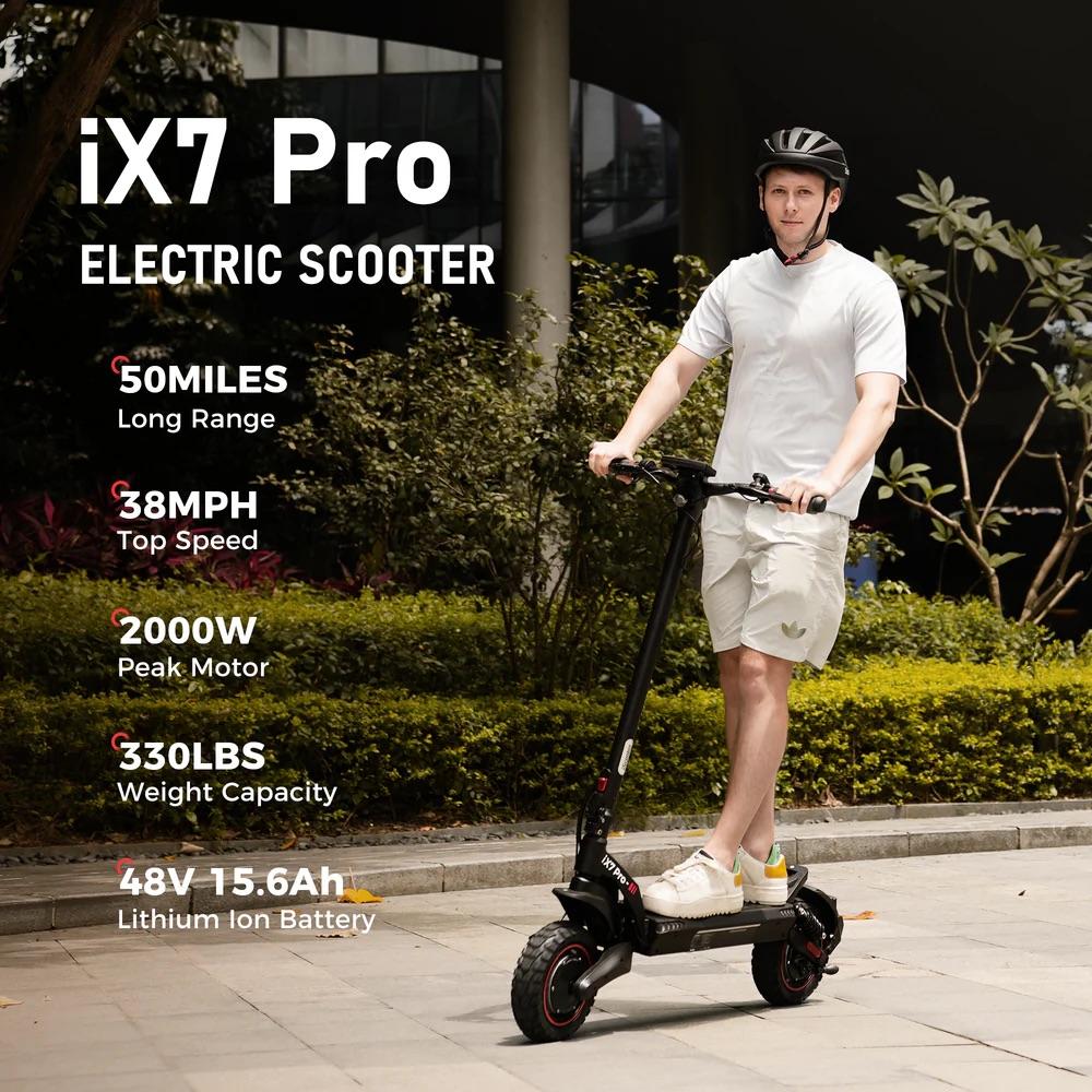 iScooter iX7 Pro Electric Scooter 2*1000W Motor, 48V 17.5Ah Battery, 60KM Max Range, 10 Inch Tire Off-road E-Scooter