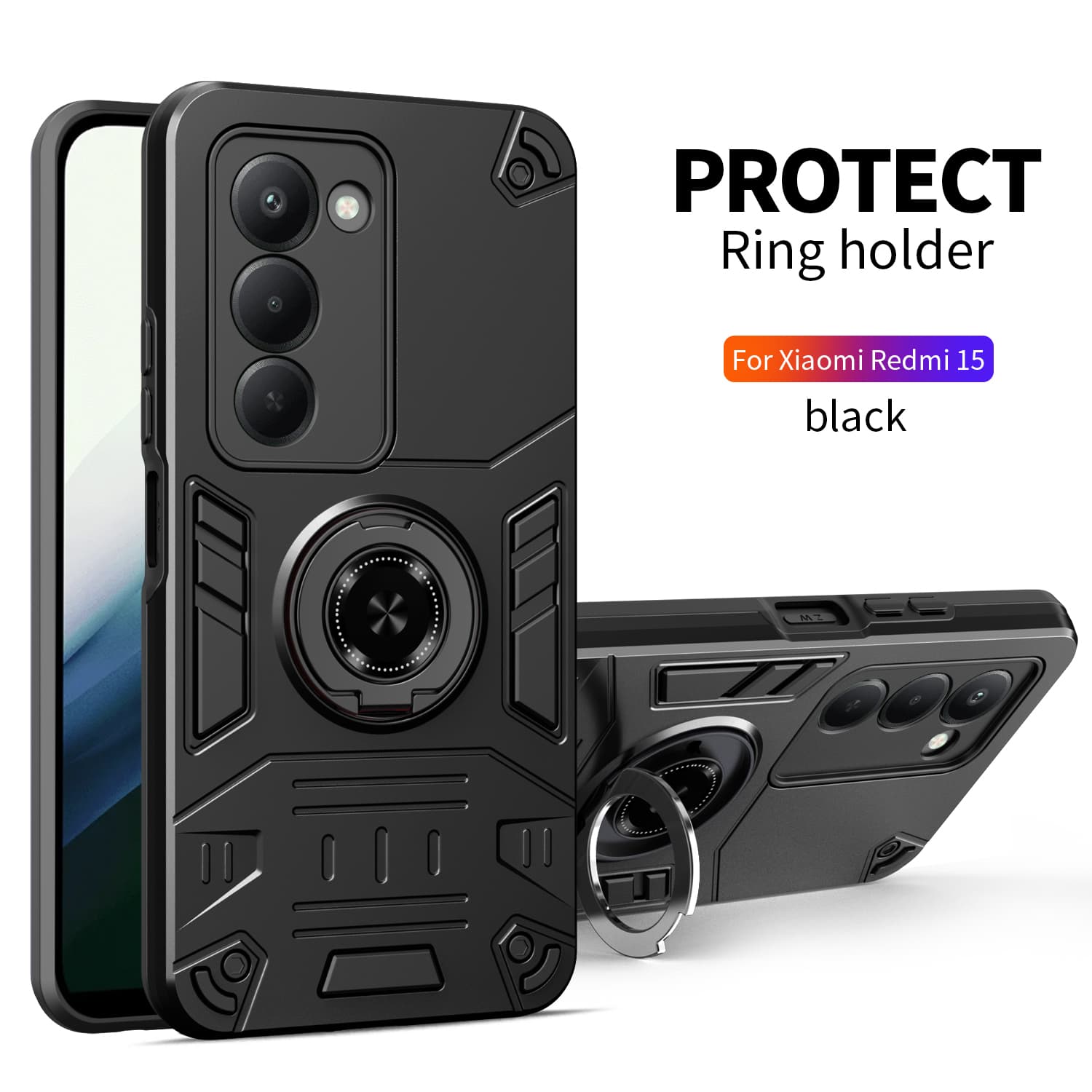 

Противоударный чехол-броня для телефона Redmi 15 15C 14C для Redmi A5 A4 A3 Pro Мягкая ТПУ рамка Жесткая пластиковая защитная задняя крышка Pc + tpu&Redmi 15 4G чёрный