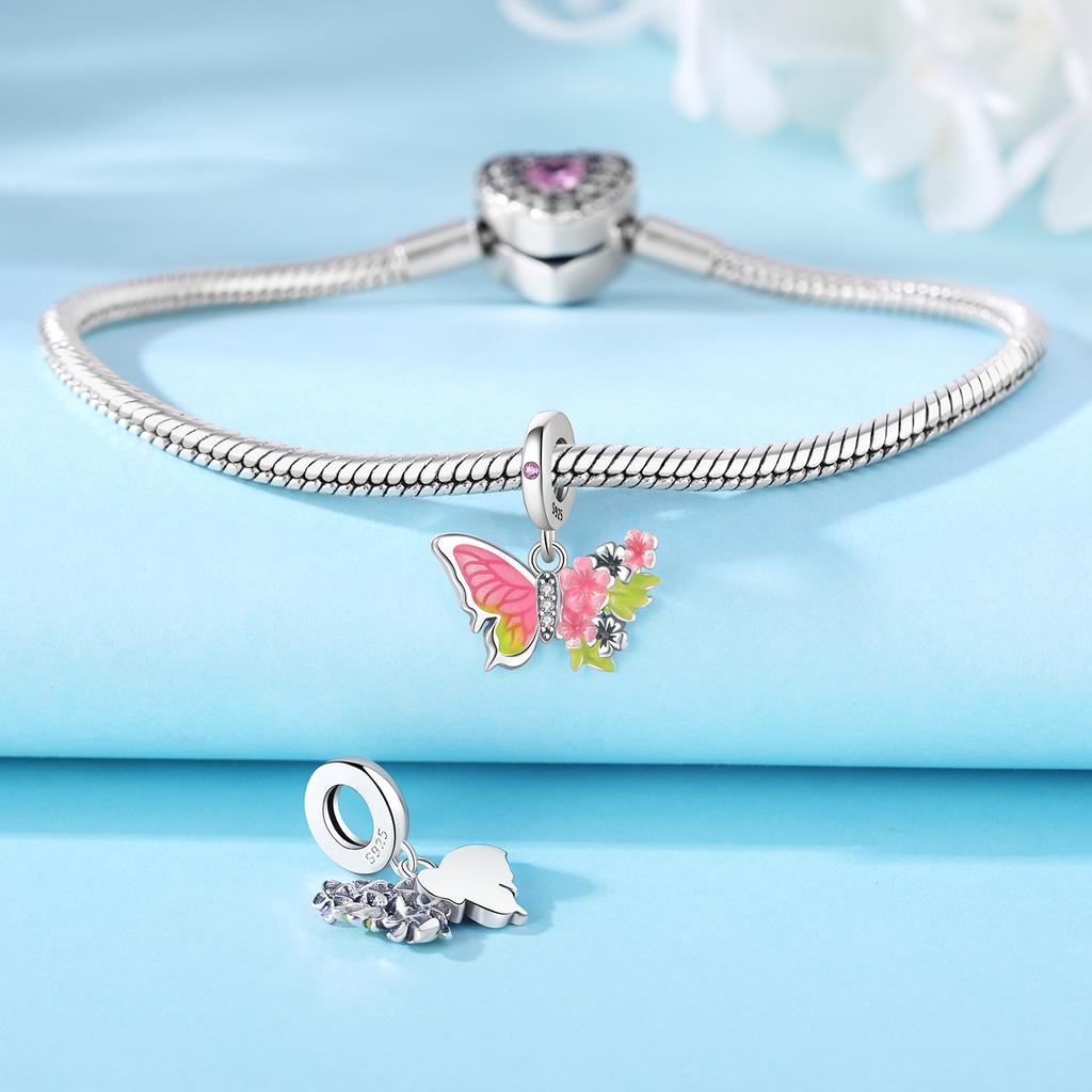 Realcopper Beautiful Butterflies Series Charm Fit Original Fine Bracelet Diy Bead Women Jewelry Fine Gifts Accessories