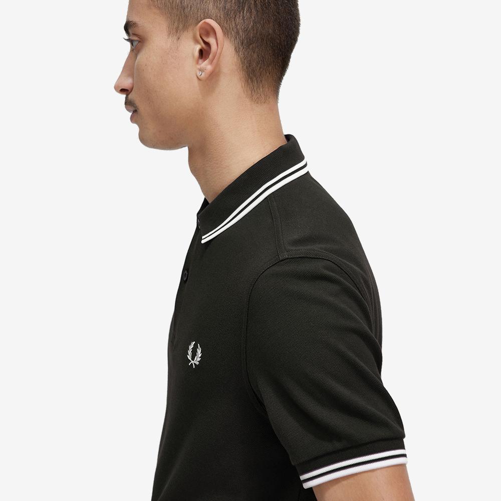 Fred Perry [M3600] Twin Tip Fred Perry Shirt - Night Green/Snow White M3600-T50