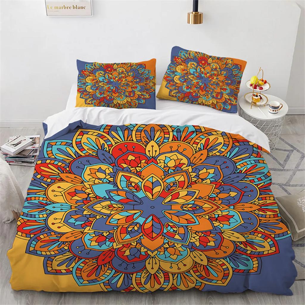 Bohemia Floral Mandala Duvet Cover Microfiber Exotic For Children Girls Women For Bedroom Decoration With Pillowcase Queen King