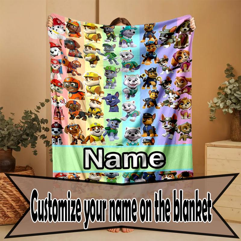 Custom Name Personalized PAW Patrol Print Blanket, Home Decor, Bedroom, Sofa, Camping, Couch, Gifts for Birthday Christmas