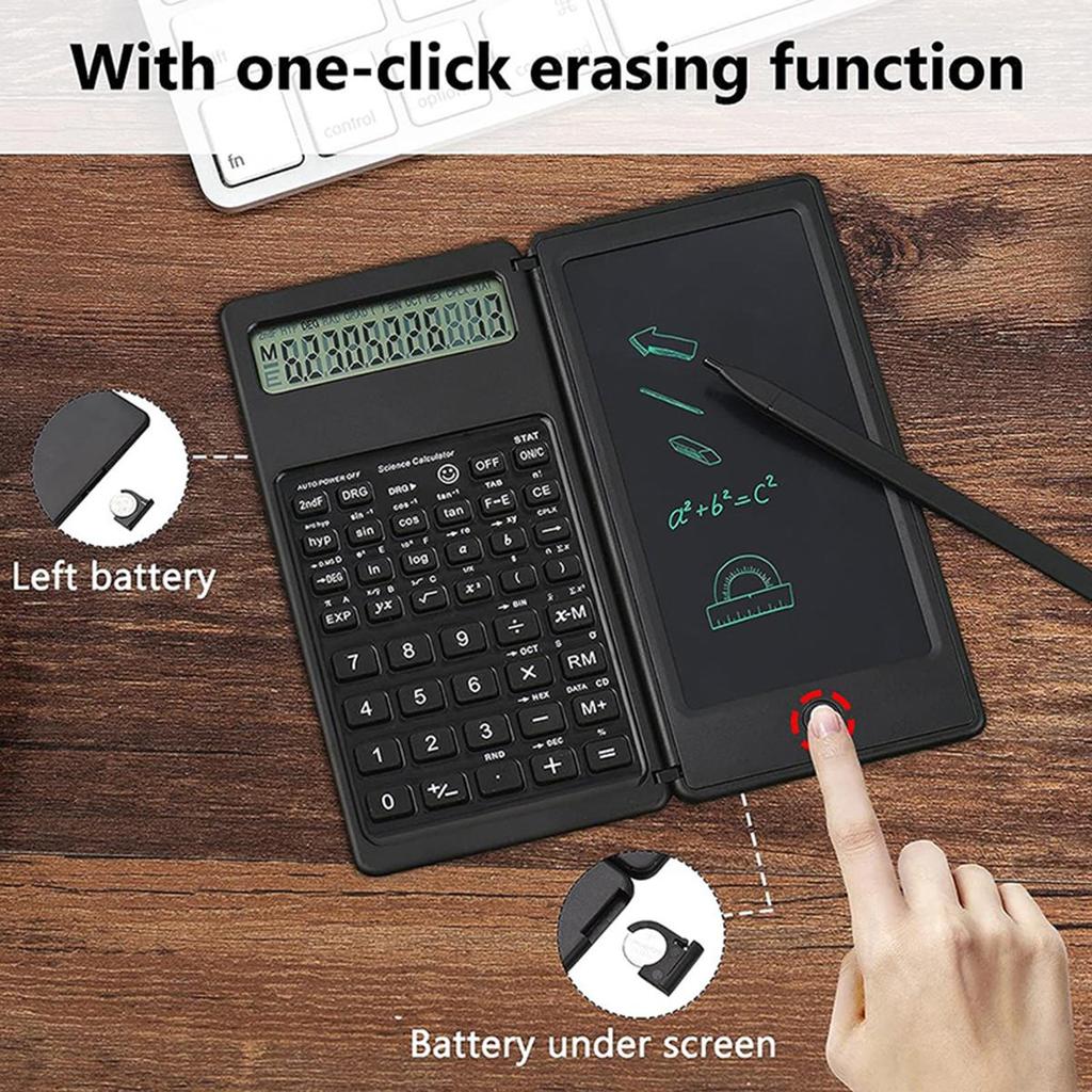 2-v-1 skládací vědecká kalkulačka a 6palcový psací tablet 10místný LCD displej pro studenta a učitele na vysoké škole