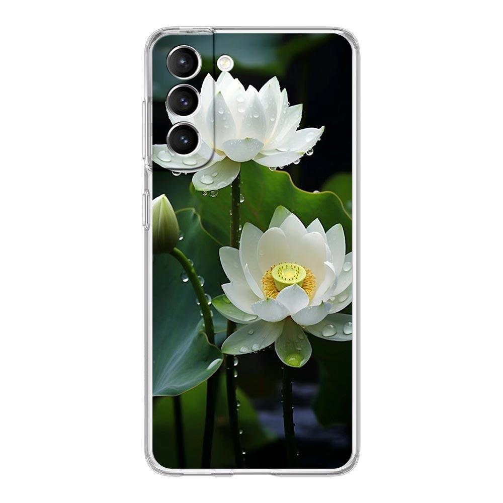 Phone Case For Samsung Galaxy S25 S24 S23 FE S22 Ultra S20 S21 5G S10 S9 Plus S10E S8 Soft Clear Cover Luxury Lotus Flower