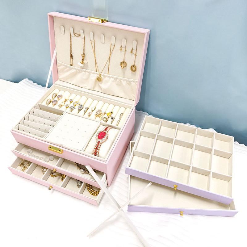 Large Capacity Jewelry Box Multi-layer Necklace Ring Organizer Portable Travel Storage Case Women