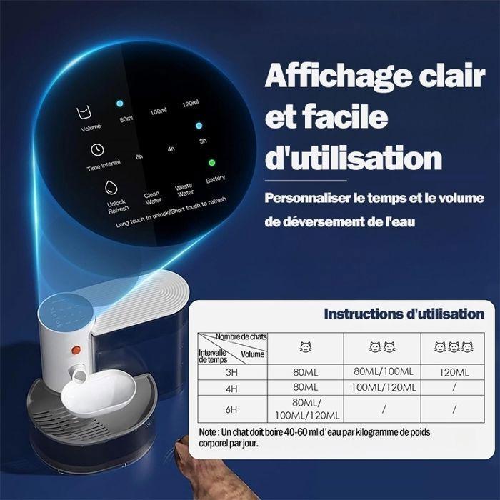 Fontaine à eau pour animaux - WENZYLIQUOX - 3,5L - Sans fil rechargeable - Sans filtre - Autonomie 180 jours