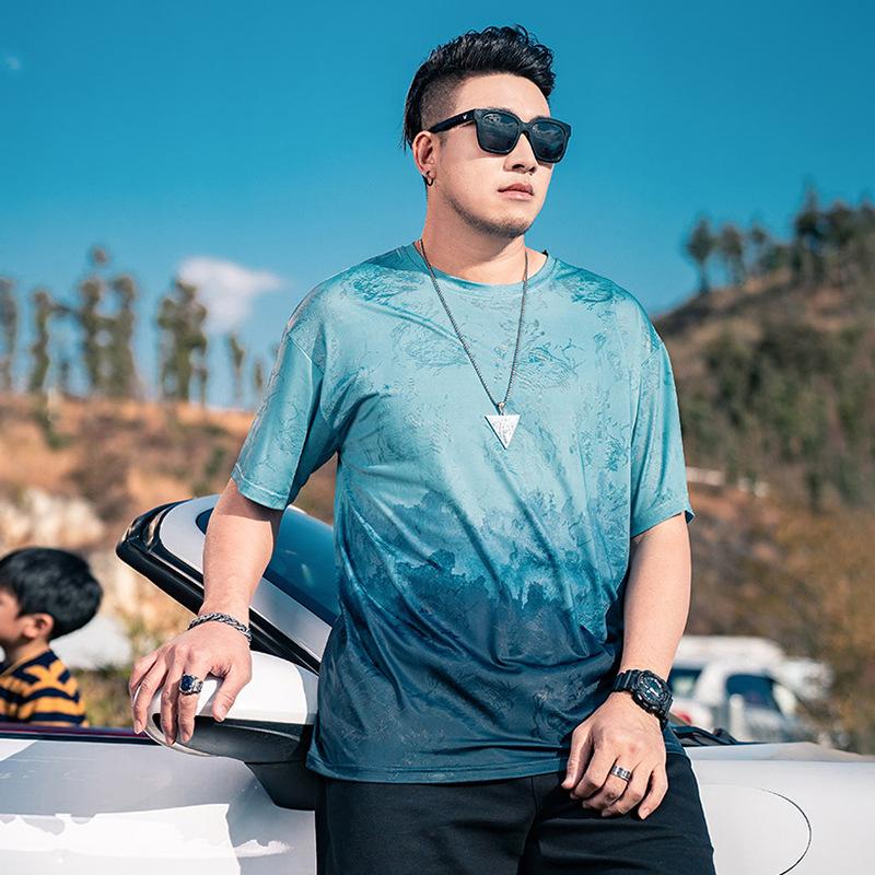 Stretch Fit Anti-wrinkle Loose Men's Short-sleeved Ice Cool Feeling Fashion Short-sleeved Top Cotton Comfortable Lightweight T-shirt