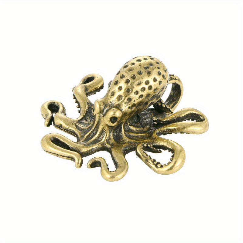 Bronze Octopus Tea Pet Ornament - Solid Handheld Desktop Decor & Gift