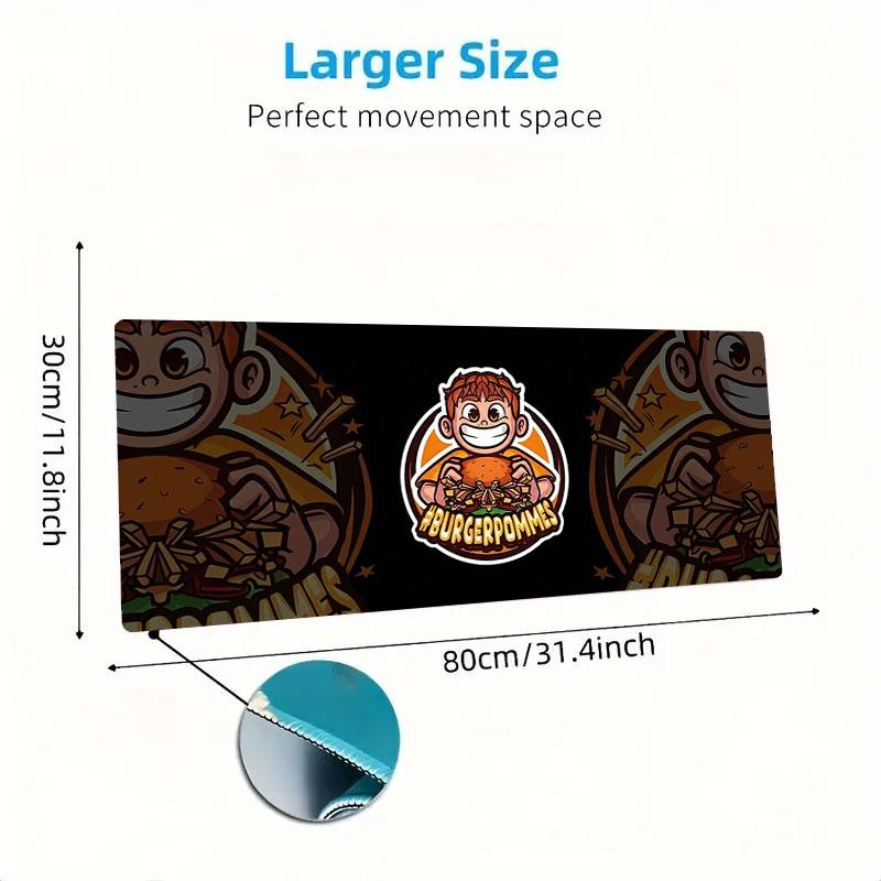 Burger Fries Fun Large Size Mouse Pad Large Gaming Table Cushion Nonslip Laptop Tablet Big Mousepad Xxl Mat Mini Pc Playmat With Lock Edge