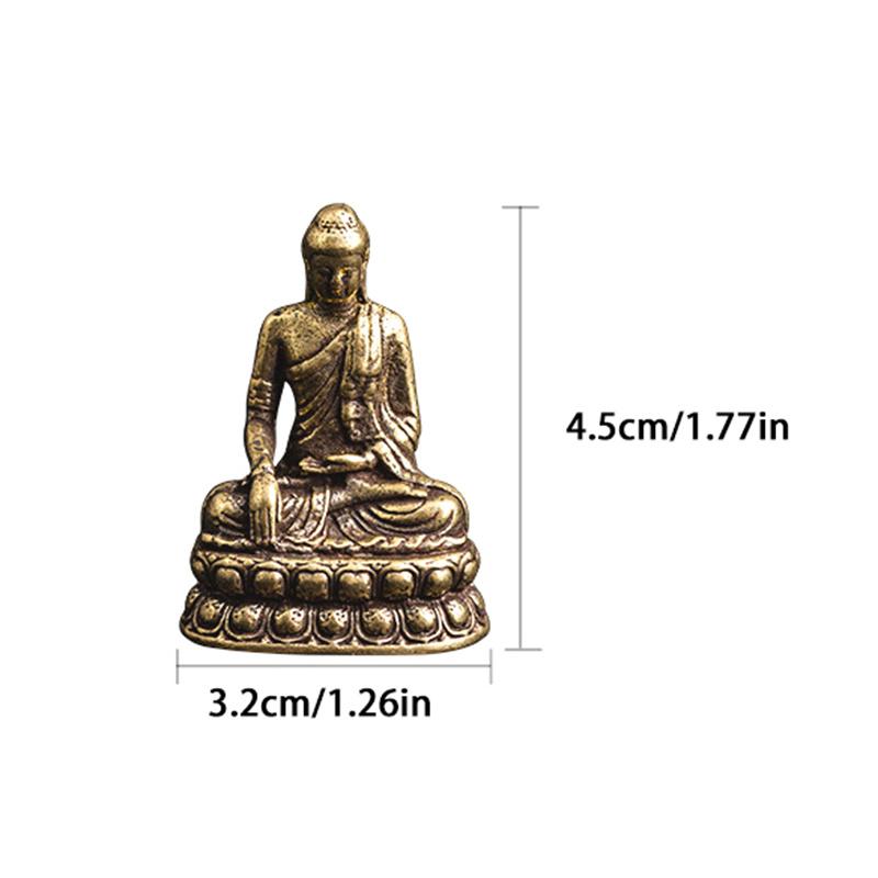 Čistá mosaz miniaturní dekorace Buddhy Šákjamuni domácí dekorace miniaturní figurka