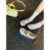 Sheepskin Version~ Grape Mother Same Soft Cute Round Head Versatile Lazy Velcro Word with Mary Jane Shoes Women's Single Shoes