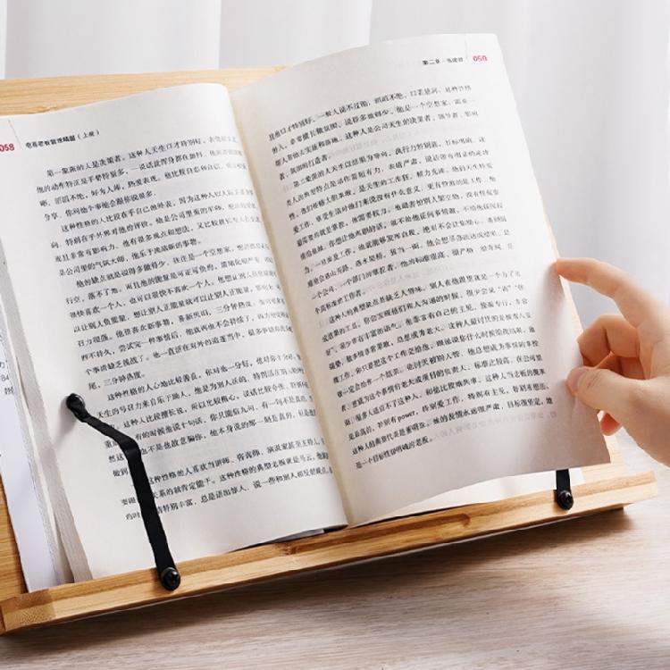 Wood Textbook Book Stand 6 Angles Adjustable Book Holder with Metal Page Clips for Music Scores Cook Recipe Tablet