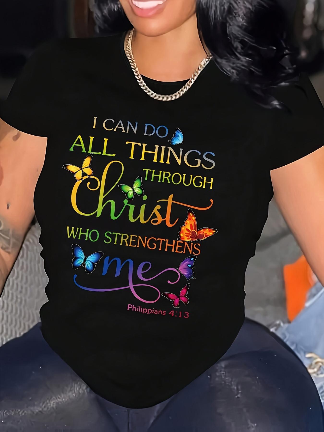 Butterfly Christian Faith Inspirational Quote T-shirt L