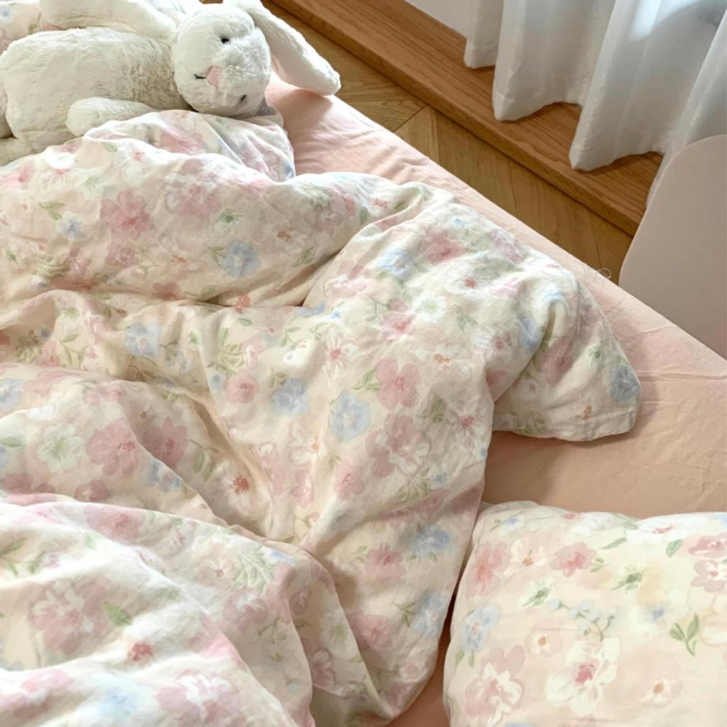 Live Broadcast Explosion Class A Maternal And Infant Grade Cotton Pure Cotton Double-Layer Yarn 4-Pcs Set Student Children'S Dormitory 3Pc Quilt Cover