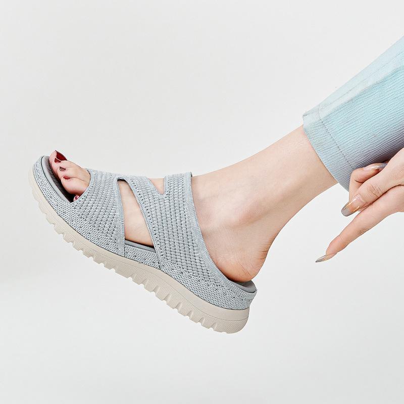 Summer Comfortable European American Sports And Casual Sandals New 2025 Velcro Hollow Thick-Soled Women's Sandals Lightweight