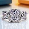 Luxury Female White Zircon Stone Silver Color Wedding  Promise Love Engagement Rings For Women