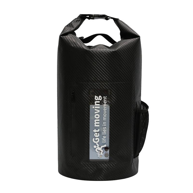 1PCS Carbon Fiber Waterproof Dry Bag Lightweight Beach Rafting Swimming Bucket Handbag Outdoor Backpack чёрный