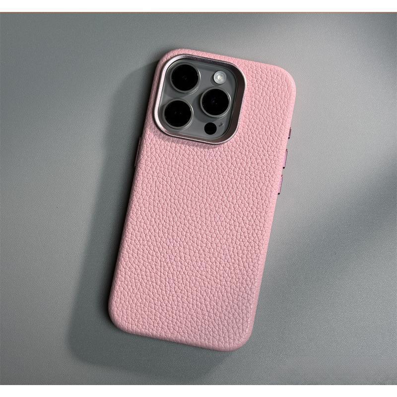 Premium Leather Magnetic Charging Case For iPhone 12 13 14 15 16 17 Pro Max Solid Color Business Metal Camera Protection Cover