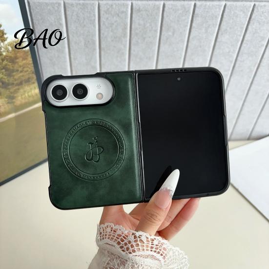 Foldable Phone Protection Faux Leather Magnetic Case for IPhoneDuo 2026, Slim PC Cover Protective with Anti-Yellowing, Precise Cutouts, Ultra-Thin